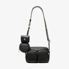 Michael Kors Jet Set Medium Leather Crossbody Bag with Case for Apple Airpods Pro® Black