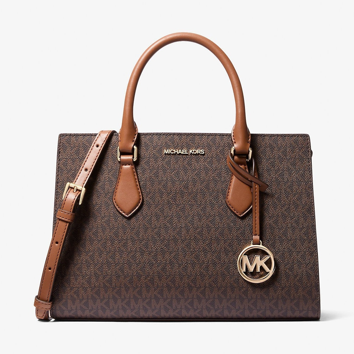 Michael Kors Sheila Medium Logo Satchel Brown