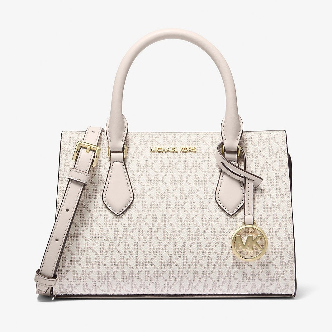 Michael Kors Sheila Small Signature Logo Satchel Vanilla
