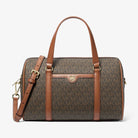 Michael Kors Jet Set Travel Medium Signature Logo Duffel Crossbody Bag Brown