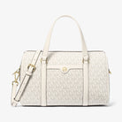 Michael Kors Jet Set Travel Medium Signature Logo Duffel Crossbody Bag Lt Crm Multi