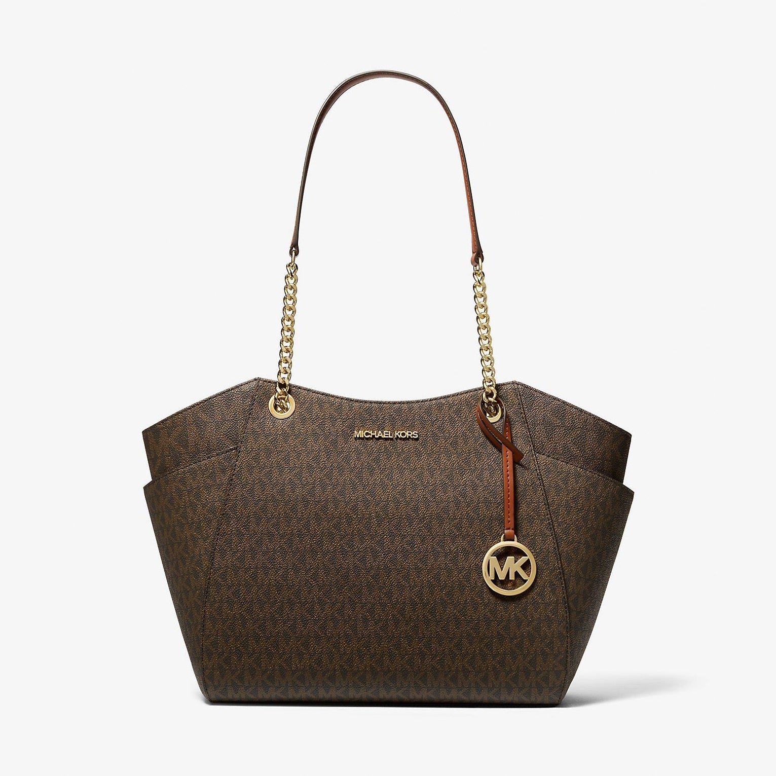 Michael Kors Jet Set Large Signature Logo Shoulder Bag Brown