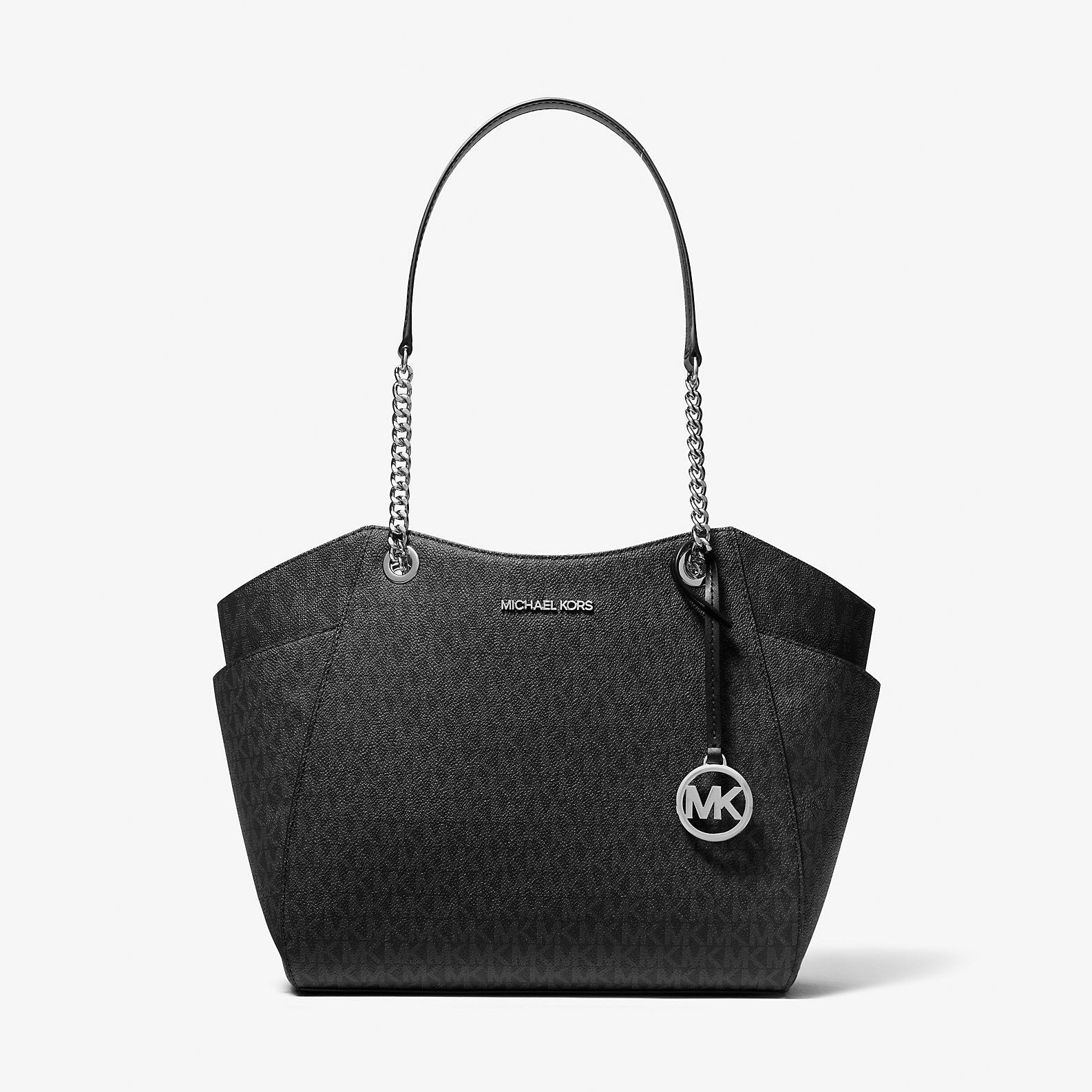 Michael Kors Jet Set Large Signature Logo Shoulder Bag Black