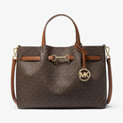 Michael Kors Carson Medium Signature Logo Satchel Brown