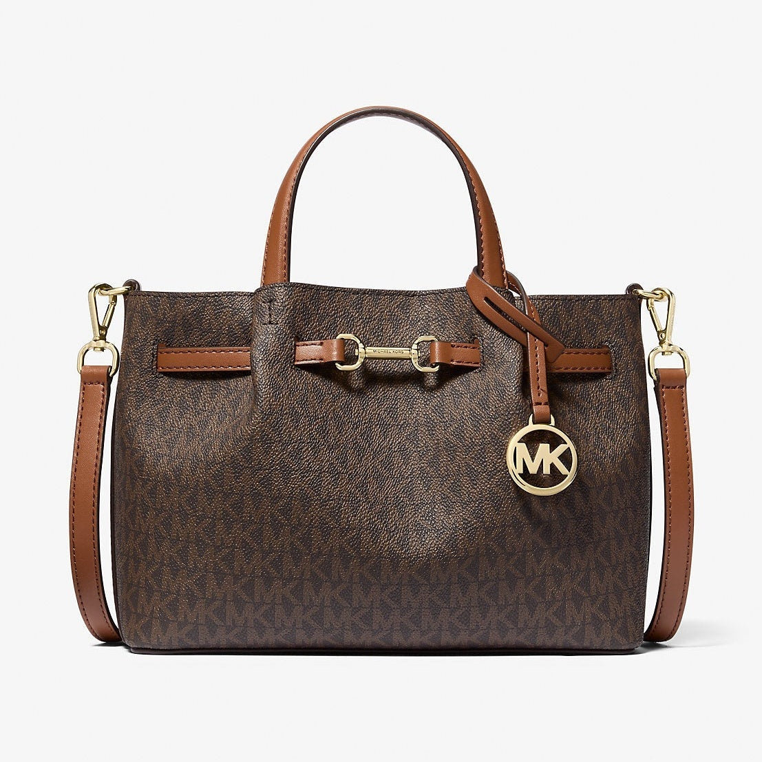 Michael Kors Carson Small Signature Logo Satchel Brown