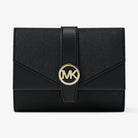 Michael Kors Greenwich Medium Saffiano Leather Trifold Wallet Black