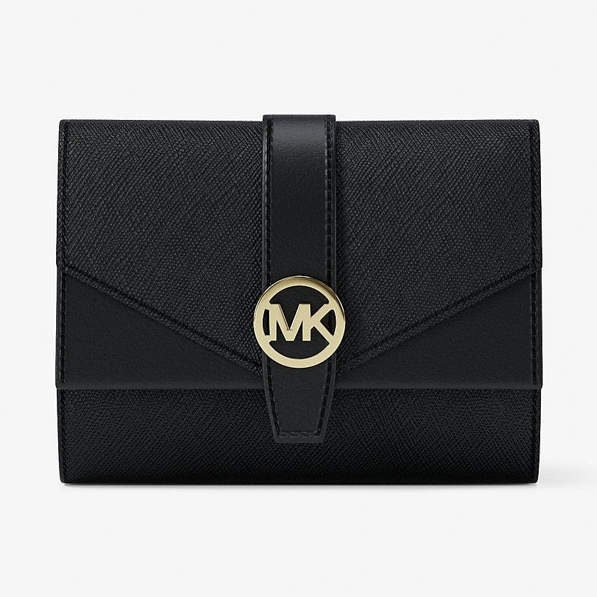 Michael Kors Greenwich Medium Saffiano Leather Trifold Wallet Black