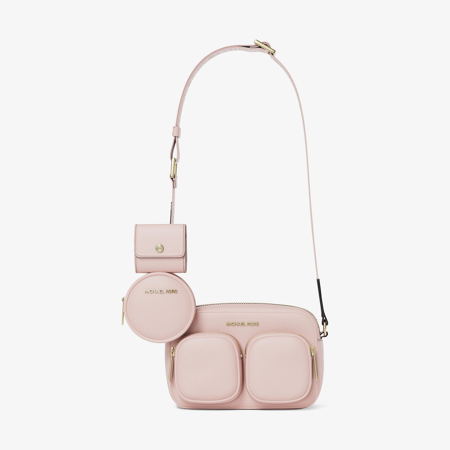 Michael Kors Jet Set Travel Medium Leather Messenger Bag Powder Blush