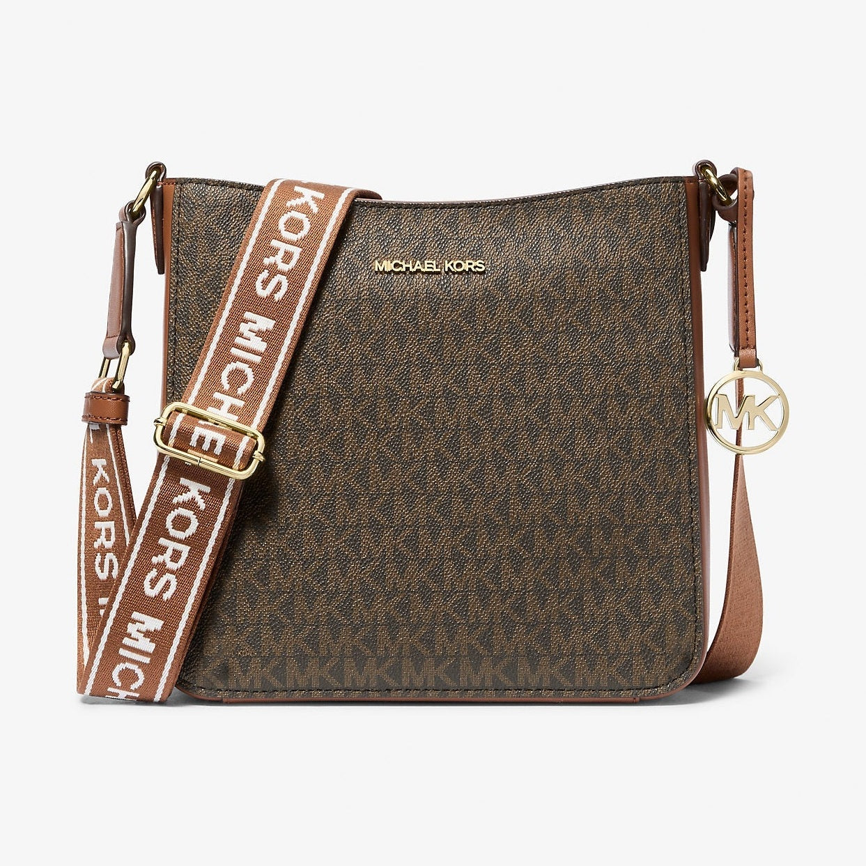 Michael Kors Jet Set Travel Small Signature Logo Messenger Bag Brown