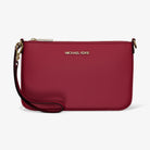 Michael Kors Jet Set Small Pebbled Leather Convertible Wristlet Cherry