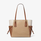 Michael Kors Voyager Large Color-Block Signature Logo Tote Bag Camel Mlt