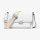 Michael Kors Bradshaw Medium Signature Logo Messenger Bag Optic White