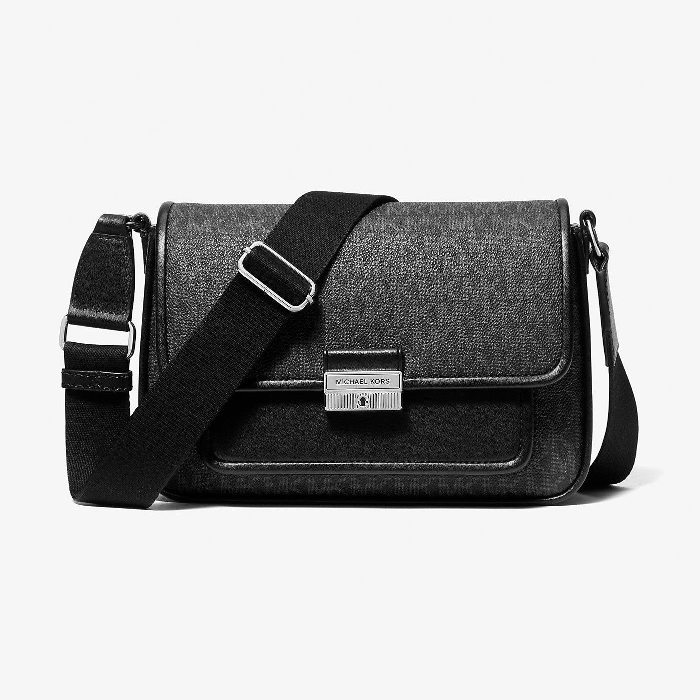 Michael Kors Bradshaw Medium Signature Logo Messenger Bag Black