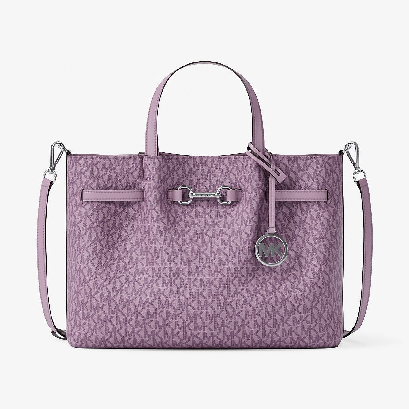 Michael Kors Carson Medium Signature Logo Satchel Lt Quartz