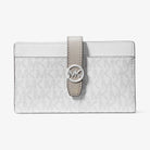 Michael Kors Greenwich Medium Signature Logo Wallet Optic White