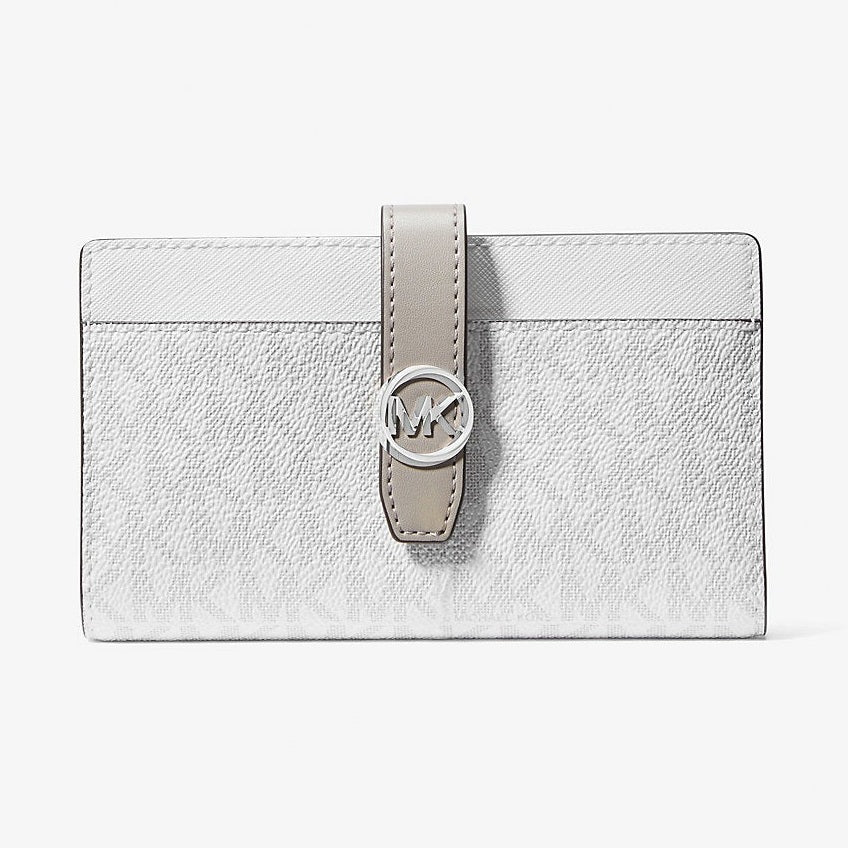 Michael Kors Greenwich Medium Signature Logo Wallet Optic White
