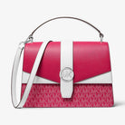 Michael Kors Greenwich Medium Color-Block and Signature Logo Satchel Dark Raspberry Multi