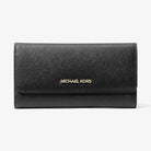 Michael Kors Jet Set Travel Crossgrain Leather Tri-Fold Wallet Black
