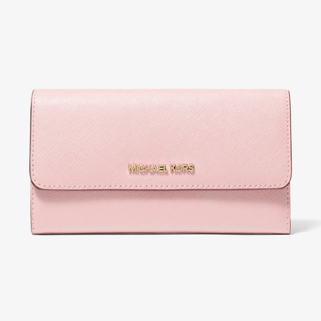 Michael Kors Jet Set Travel Crossgrain Leather Tri-Fold Wallet Powder Blush