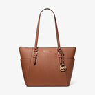 Michael Kors Charlotte Large Saffiano Leather Top-Zip Tote Bag Luggage