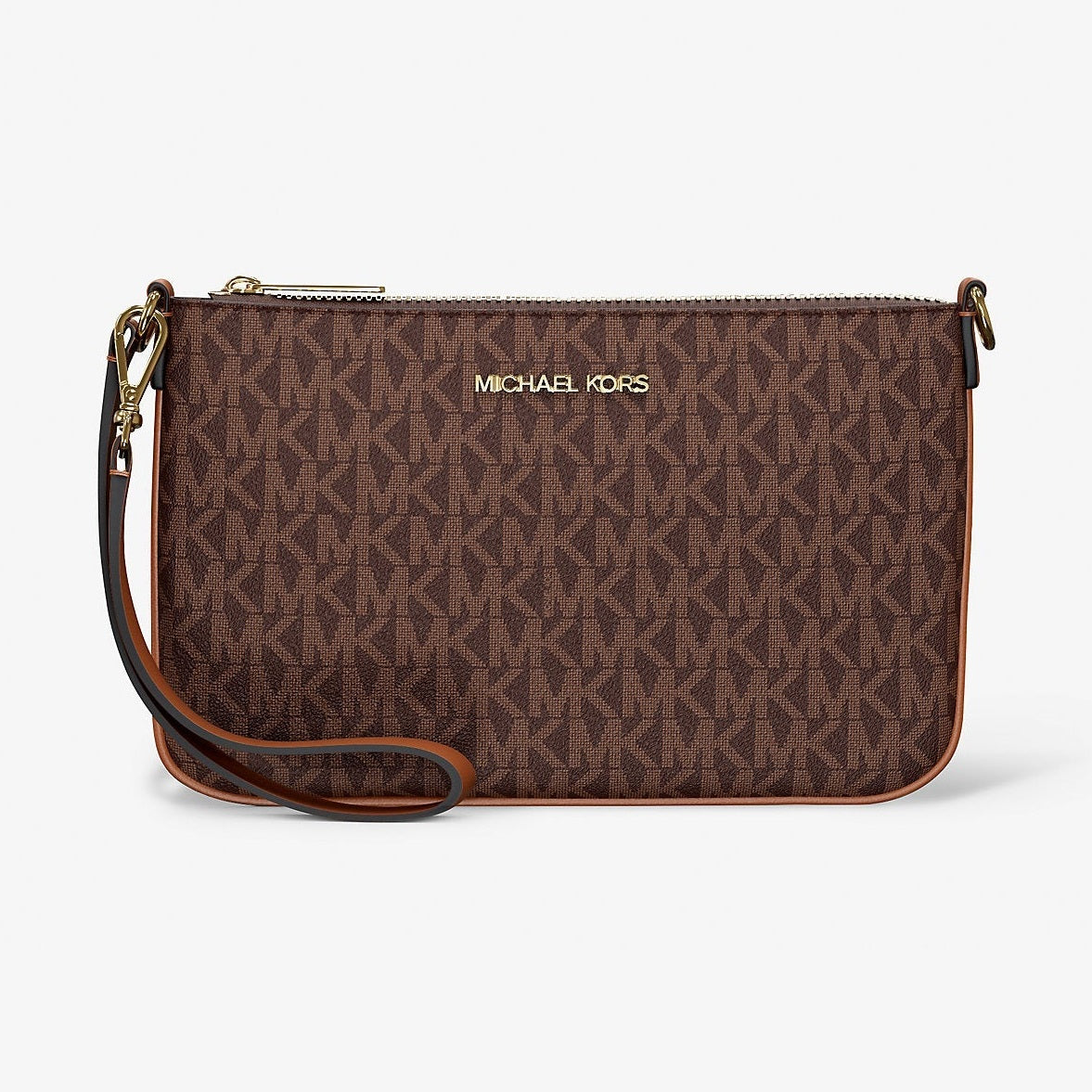 Michael Kors Jet Set Small Signature Logo Convertible Wristlet Brown