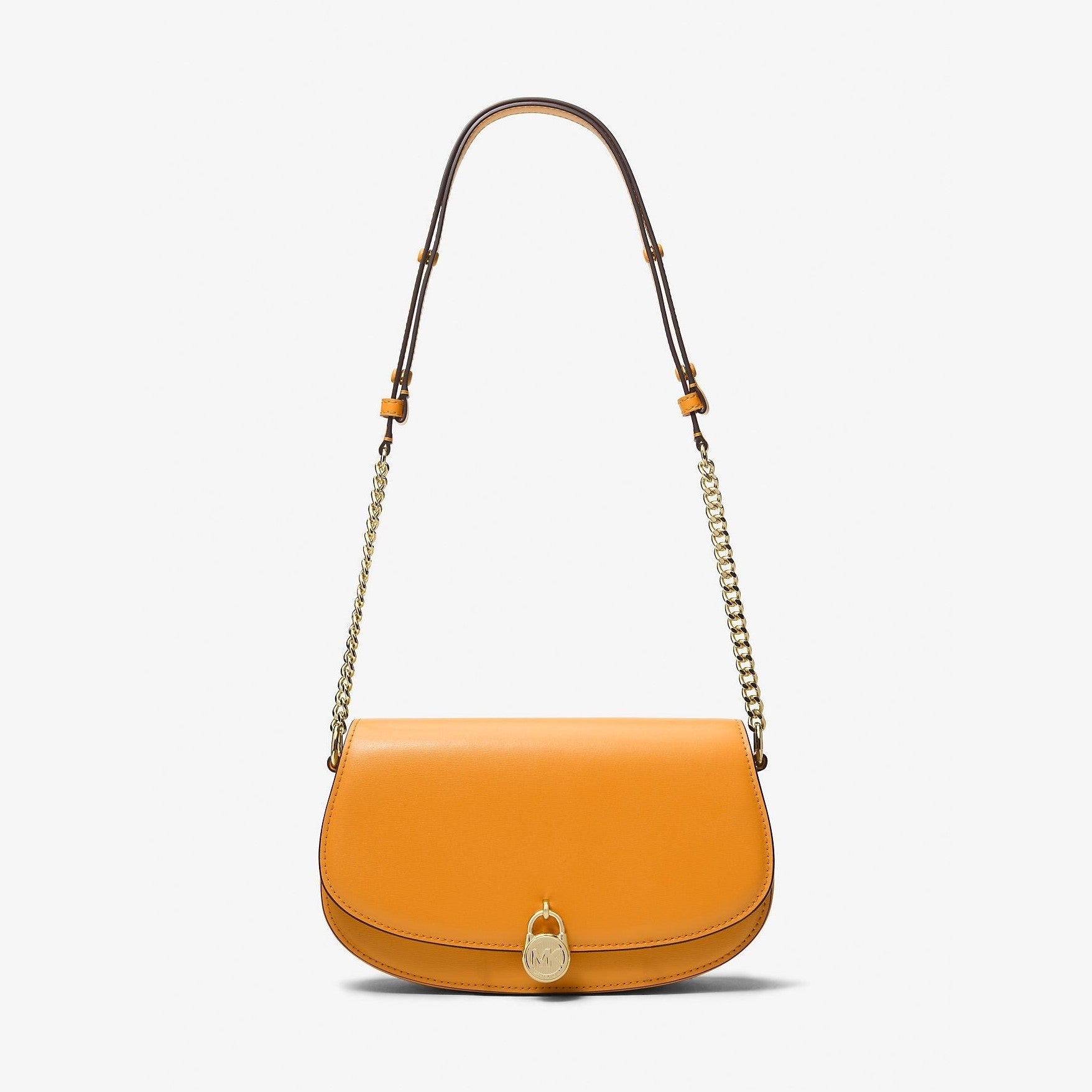 Michael Kors Mila Medium Leather Messenger Bag Pop Orange