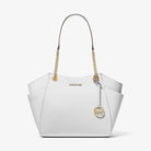 Michael Kors Jet Set Large Saffiano Leather Shoulder Bag Optic White