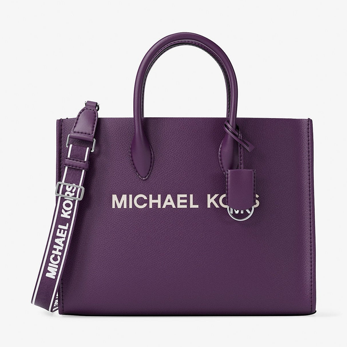 Michael Kors Mirella Medium Pebbled Leather Tote Bag Purple