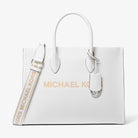 Michael Kors Mirella Medium Pebbled Leather Tote Bag Optic White