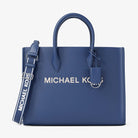 Michael Kors Mirella Medium Pebbled Leather Tote Bag Galaxy Blue