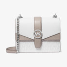 Michael Kors Greenwich Small Color-Block Signature Logo Crossbody Bag Optic White