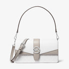 Michael Kors Greenwich Medium Signature Logo Convertible Shoulder Bag Optic White