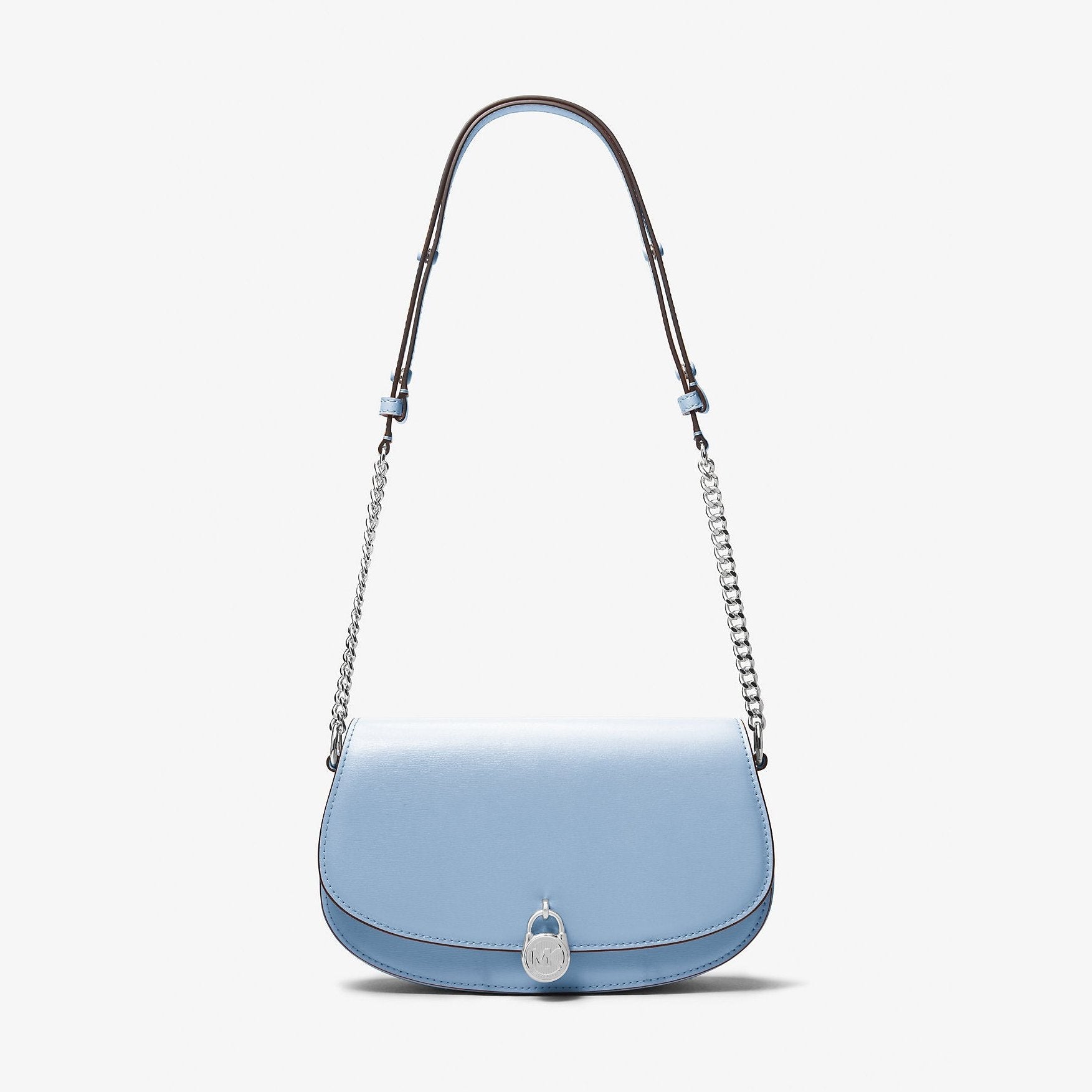 Michael Kors Mila Medium Leather Messenger Bag Light Sky