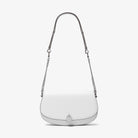 Michael Kors Mila Medium Leather Messenger Bag Optic White