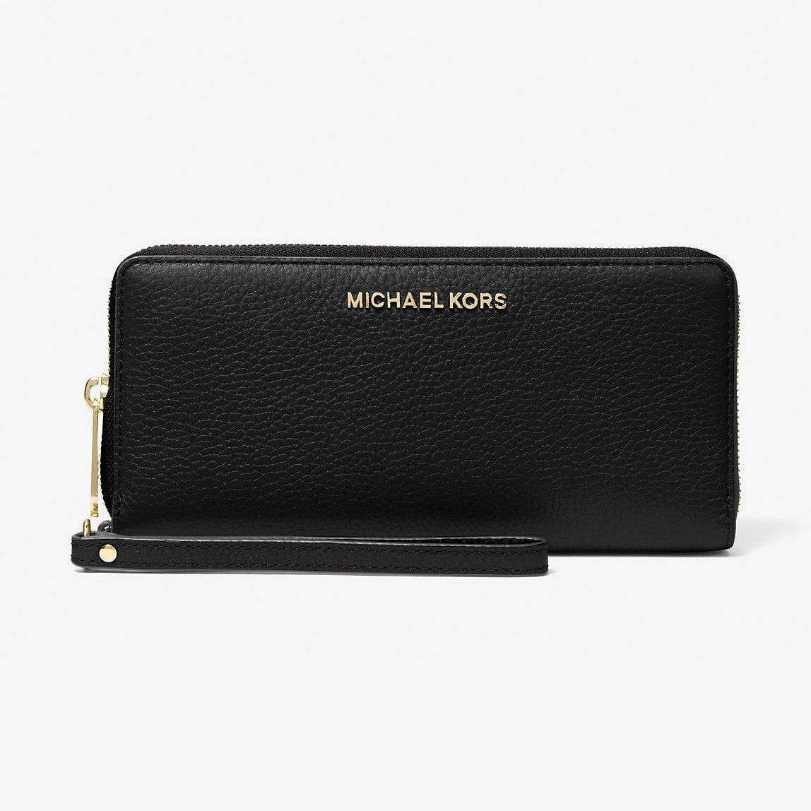 Michael Kors Jet Set Travel Large Pebbled Leather Wristlet Black