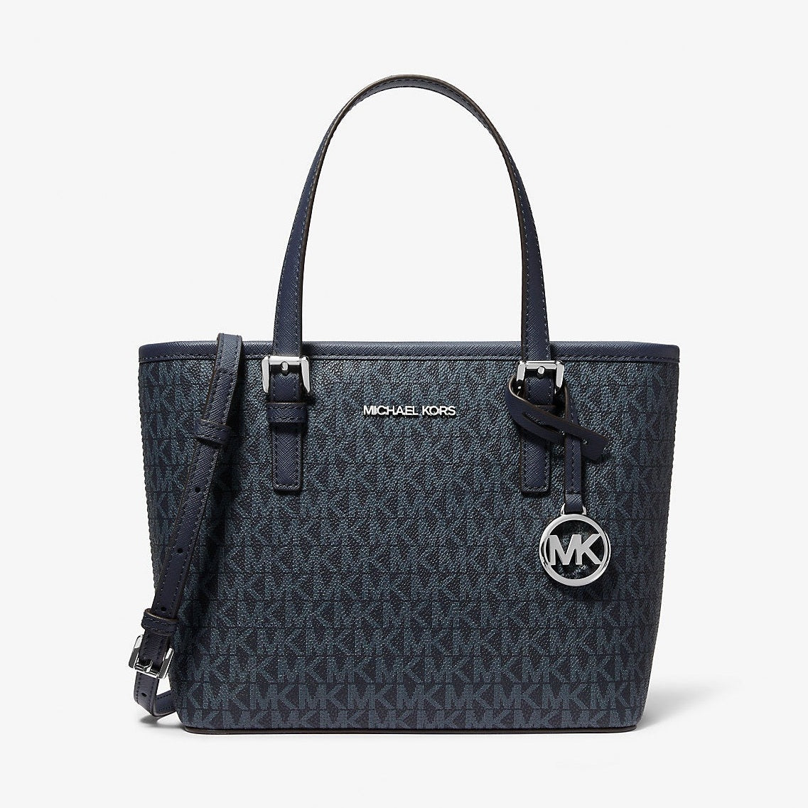 Michael Kors Jet Set Travel Extra-Small Logo Top-Zip Tote Bag Navy