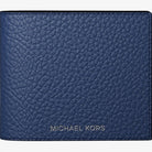 Michael Kors Pebbled Leather Billfold Wallet and Signature Logo Card Case Gift Set Galaxy Blue