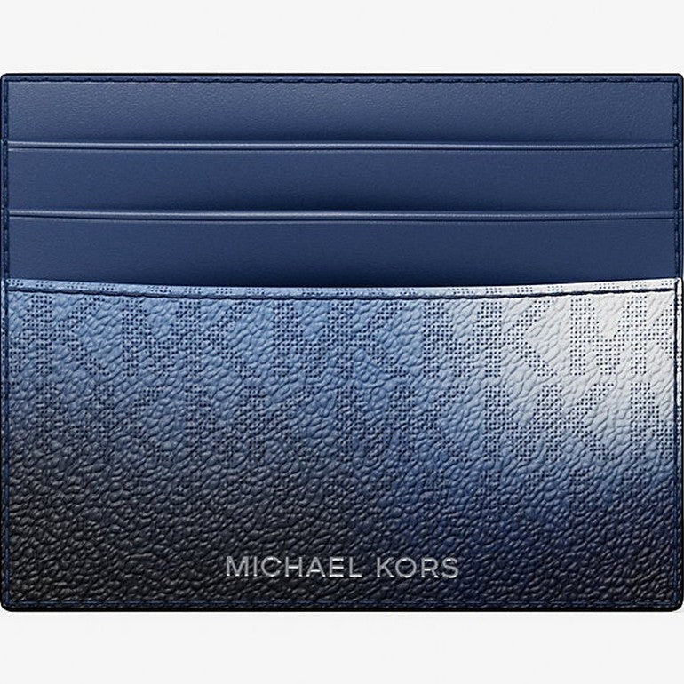 Michael Kors Cooper Ombre Signature Logo Card Case Galaxy Blue Multi