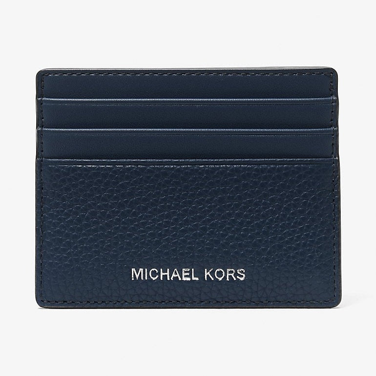 Michael Kors Cooper Pebbled Leather Tall Card Case Navy
