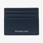 Michael Kors Cooper Pebbled Leather Tall Card Case Navy