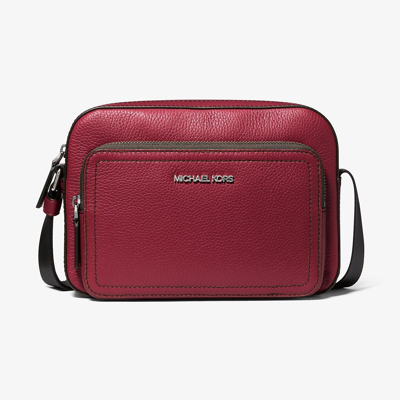 Michael Kors Cooper Pebbled Leather Utility Crossbody Bag Cherry