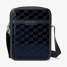 Michael Kors Cooper Metallic Logo Debossed Flight Bag Navy