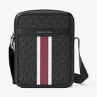 Michael Kors Cooper Striped Signature Logo Flight Bag Cherry