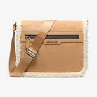 Michael Kors Cooper Suede and Sherpa Messenger Bag Peanut