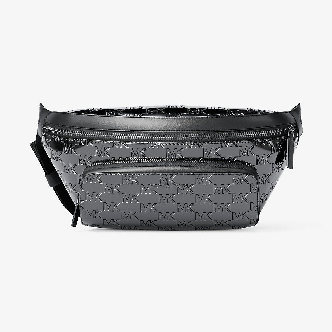 Michael Kors Cooper Medium Metallic Logo Debossed Utility Sling Pack Black