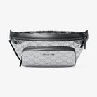 Michael Kors Cooper Medium Metallic Logo Debossed Utility Sling Pack Silver