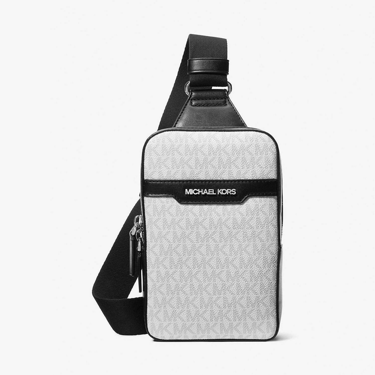 Michael Kors Cooper Medium Signature Logo Sling Pack Bright Wht