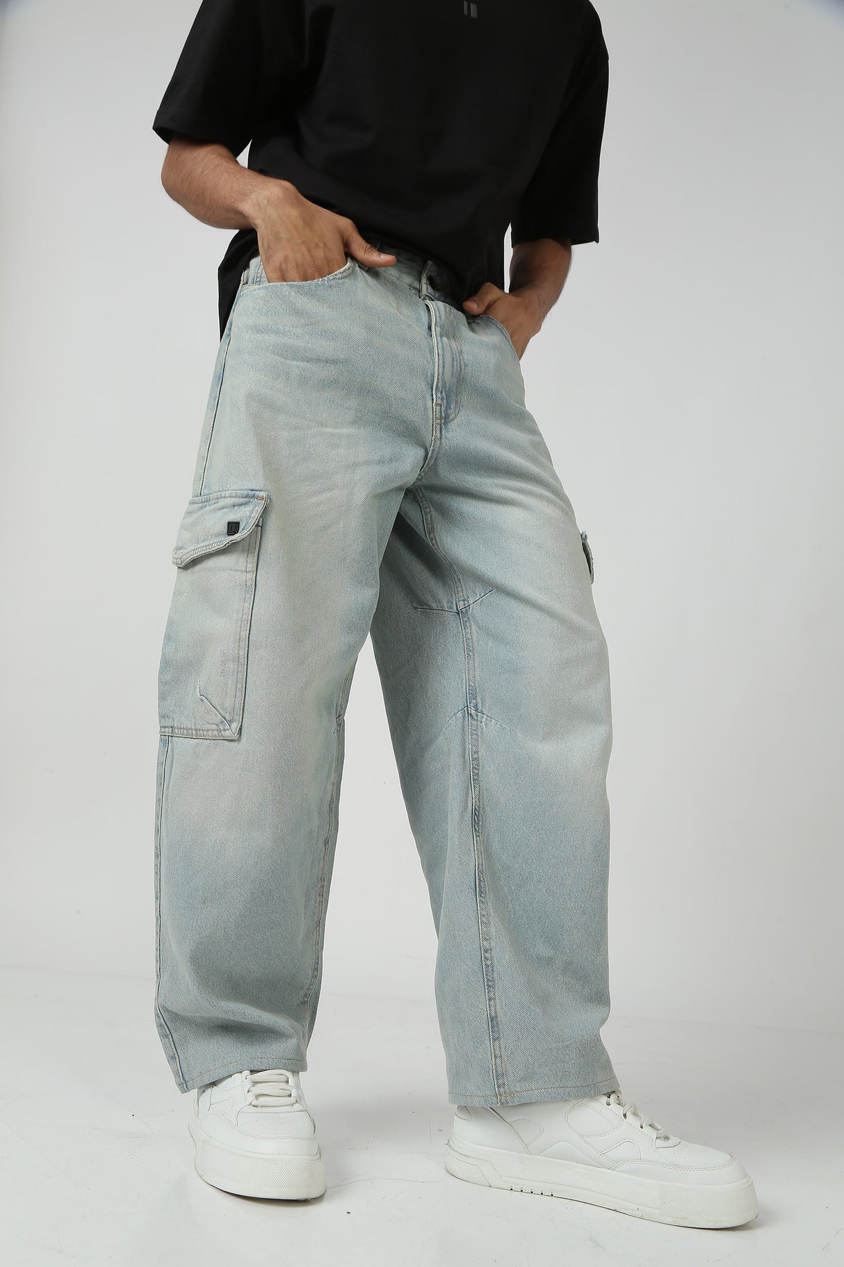 Light Blue Denim Cargos