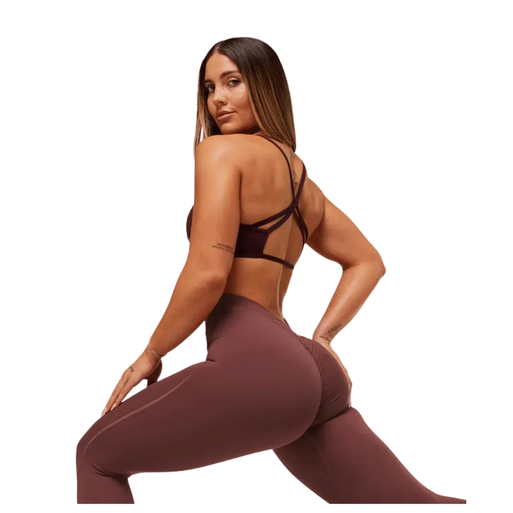 Gymshark Lifting Dipped Waistband Leggings Burgundy Brown