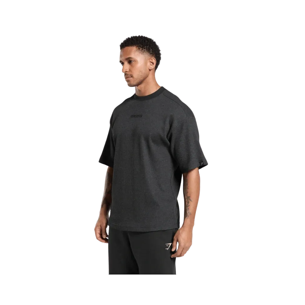 Gymshark Waffle Oversized T-Shirt Oversized Fit Black